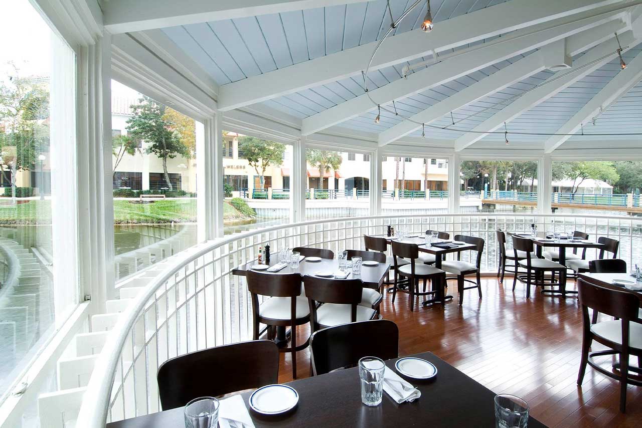 Dining room at City Fish Market with exterior views