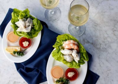 Crab and shrimp on a bed of lettuce